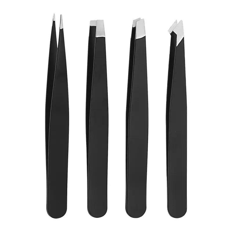 Stainless Steel Eyebrow Tweezer (4pcs set), Multi-purpose Eyebrow Trimming Shaping Tool, Eyebrow Clip Trimming Tool