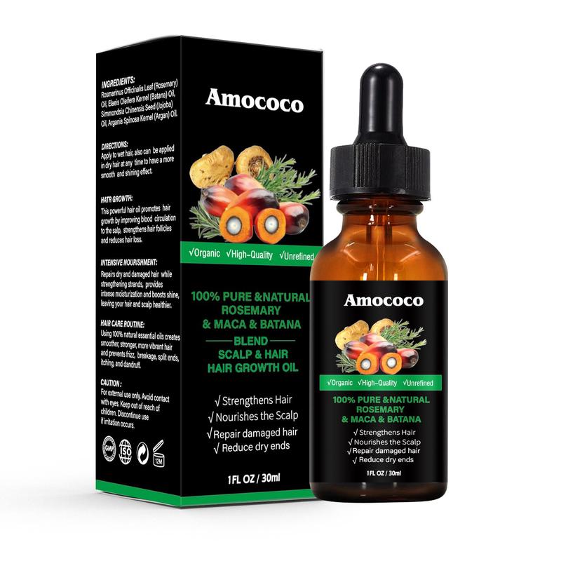 Amococo Rosemary & Batana Oil -Blended with Jojoba & Argan Oil-100% Organic Essential Oil forHair Haircare Daily Repairing Restore Moisture Vitamins