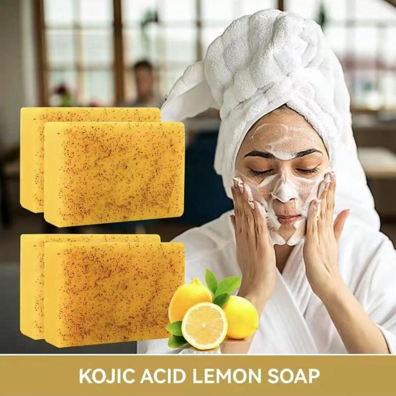 Lemon Turmeric & Kojic Acid Soap Bar, Summer Acne Face & Body Wash for Men & Women, Daily Skincare Cleanser Sets with Soap Saver Bags Body Care Comfort