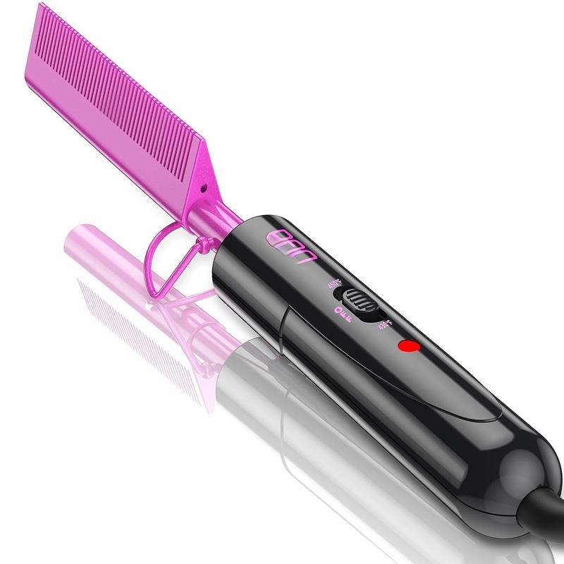 Dual  Ceramic Pressing Comb - 450F Fast Heating Mini Straightener for Lace Front Wigs and Black Women's Hair