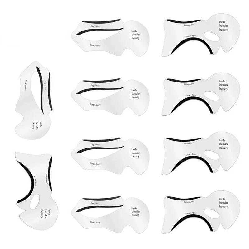 Eyeliner Stencils, 10pcs Cat Eyeliner Template, Double-wing Eyeliner Stencil, Flexible Eyeliner Shaper, Professional Eyes Makeup Tools for Women