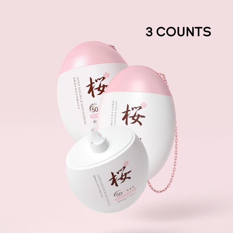 Japanese Sakura Sunscreen Kit, Moisturizing Comprehensive & Lasting Protection SPF50 Cream, Sunscreen Lotion for All Skin Types