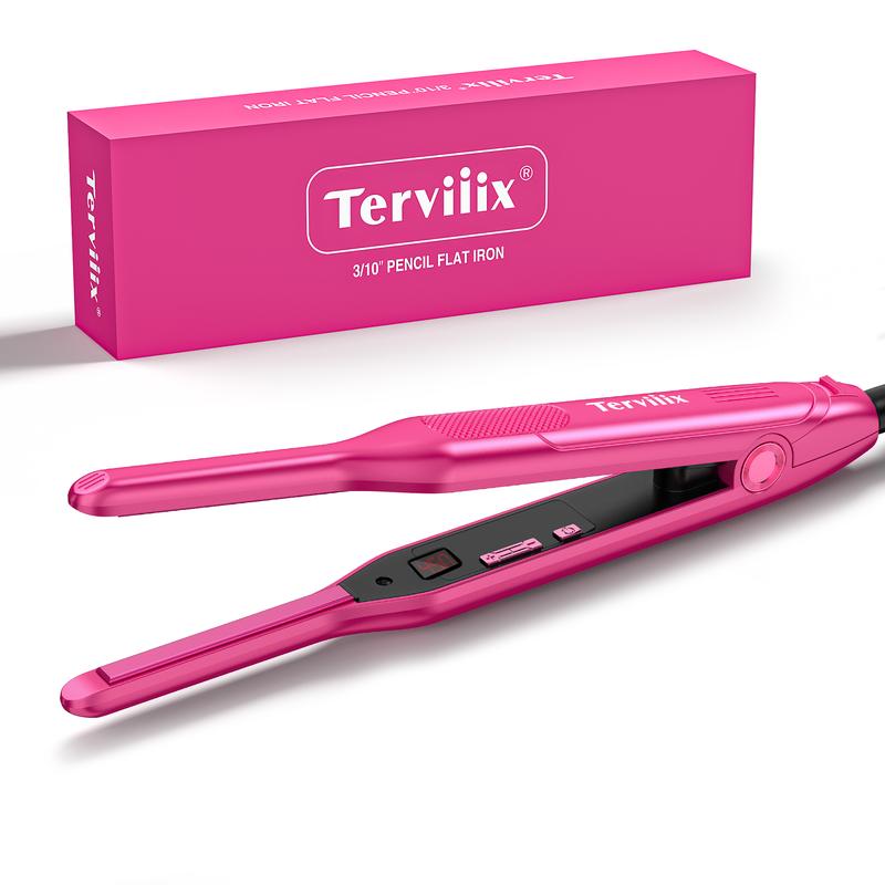 Terviiix Small Flat Iron for Short Hair, Pencil Flat Iron for Baby Hair, 3 10 Inch Skinny Hair Straightener for Pixie Cut, Dual Voltage