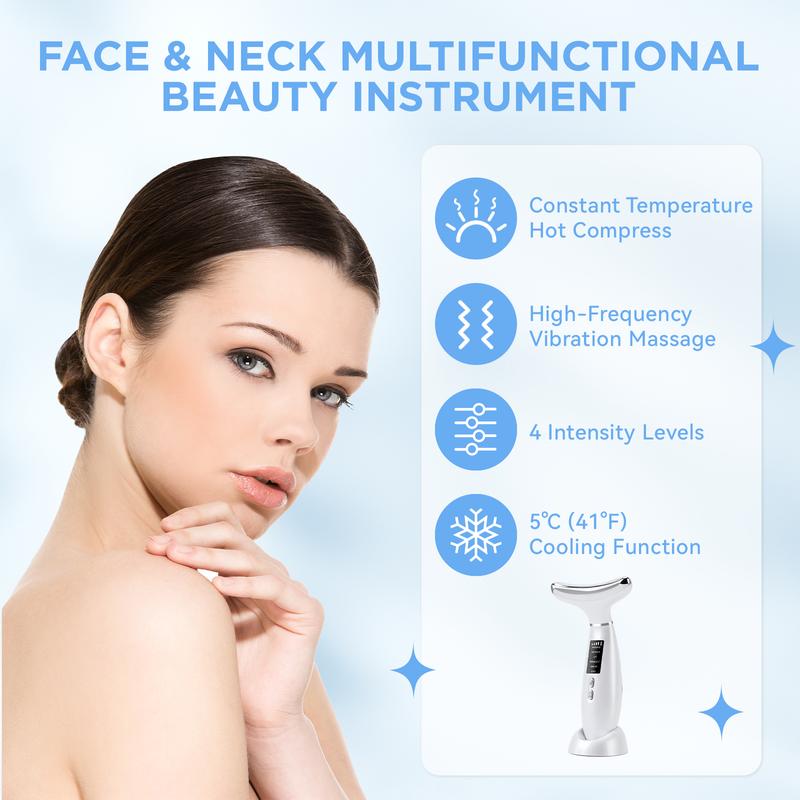 New Cooling Function Facial Massager, 6 Mode Face Neck Massager for Skin Care, Neck Face Beauty Device, Multifunctional Portable Facial Massager Facial and