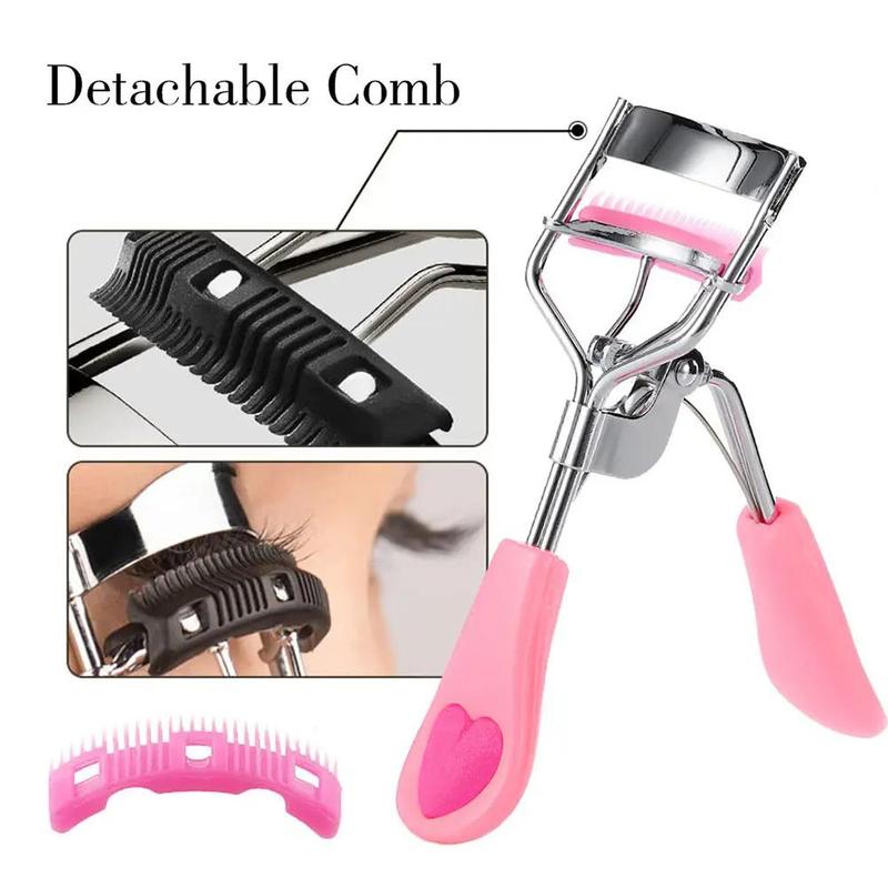 Reusable Eyelash Curler Set, 1 Count Eyelash Curler with 2 Counts Pad, Professional Eyelash Beauty Makeup Cosmetic Tools for Women