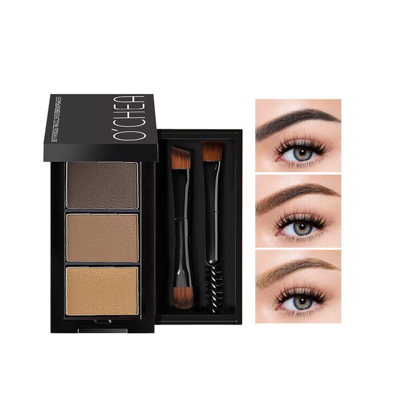 3 Color Eyebrow Powder with Brush, 1 Box Professional Waterproof Eyeshadow Palette, Long Lasting Eye Makeup Palette, Eye Makeup Tool for Women