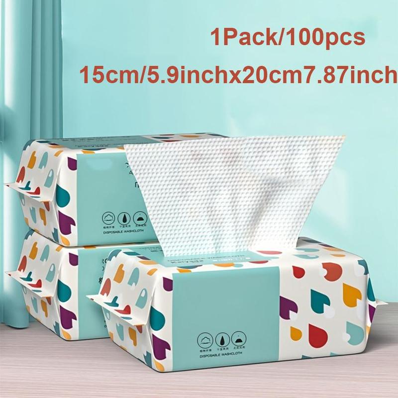 Disposable Face Towel, 100pcs pack Soft Multi-purpose Makeup Remover Disposable Face Towel, Disposable Face Cleaning Towel for Home Outdoor Travel