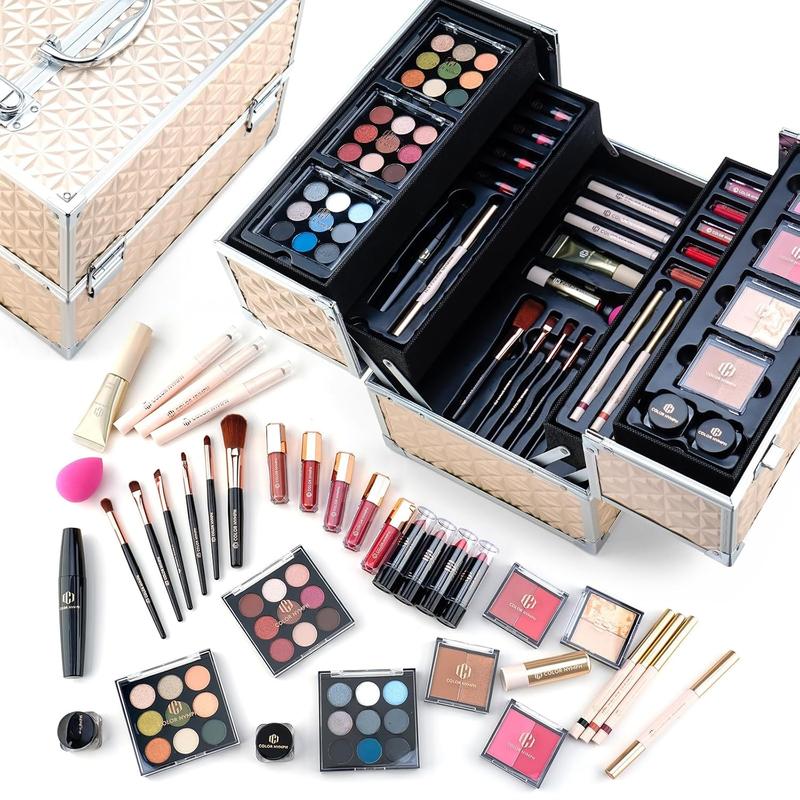 Professional Makeup Kits For Girls, Teenage Girls Makeup Kit with Storage Case Make Up Kit For Women Cosmetics Full Kit, Individual Packing Eyeshadow Blush Lipstick Mascara etc -Gold