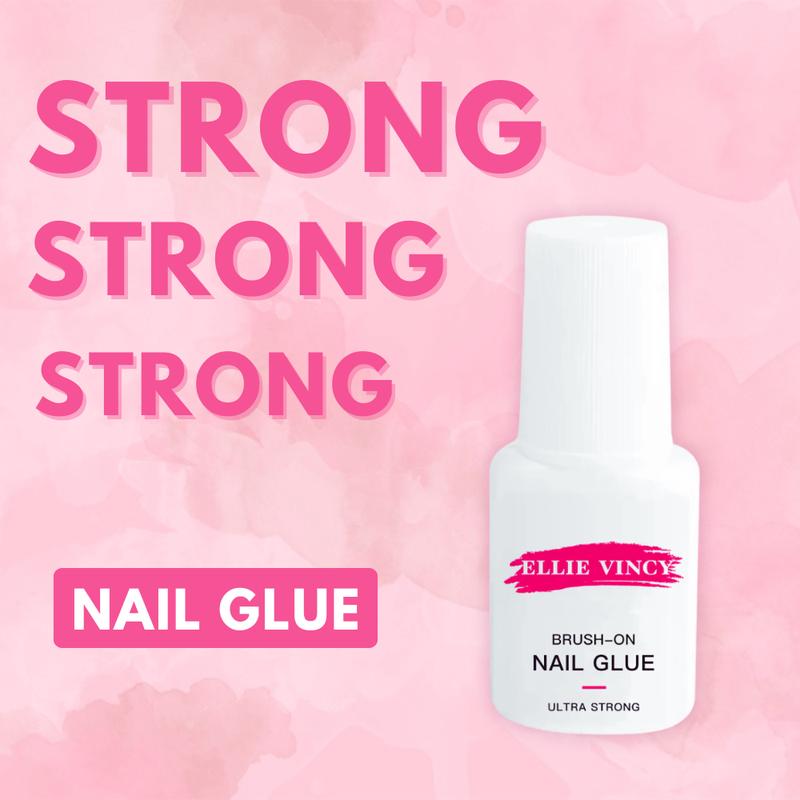 Ellie Vincy Brush-On Nail Glue | Long-Lasting, Mess-Free Brush Tip Applicator | Travel-Friendly, Vegan | 7g   0.24, Nail Art, Manicure, Cosmeti