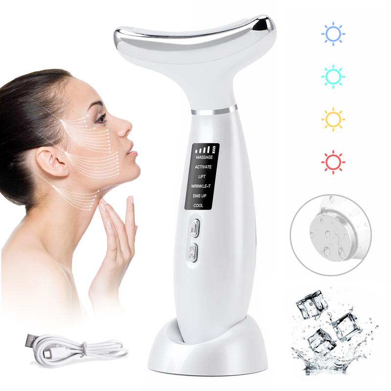 New Cooling Function Facial Massager, 6 Mode Face Neck Massager for Skin Care, Neck Face Beauty Device, Multifunctional Portable Facial Massager Facial and