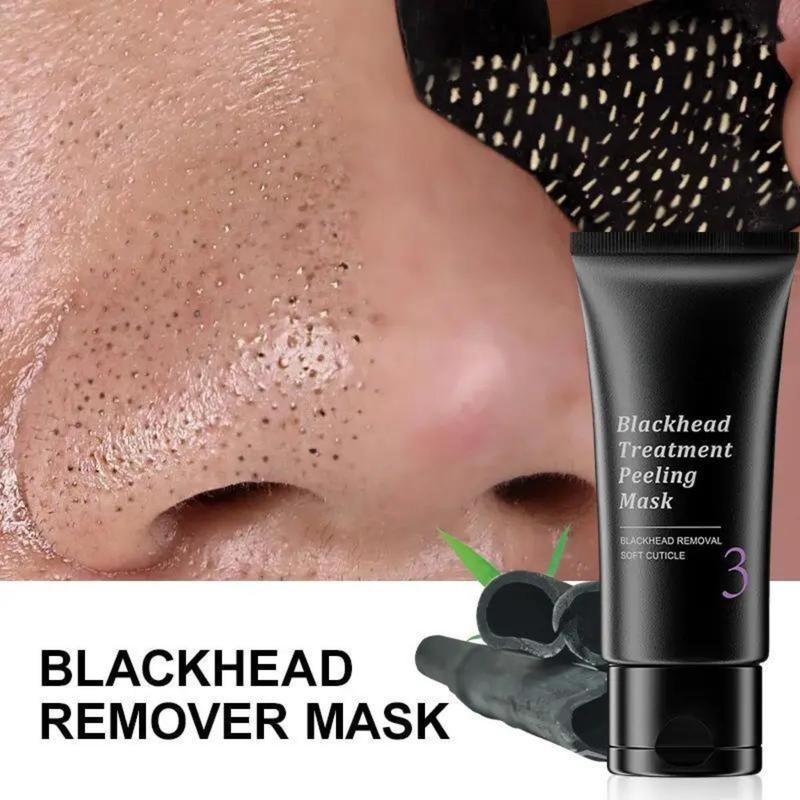 Bamboo Charcoal Facial Mask for Blackheads - 50g Black Dot Remover for Nose and Face, Anti-Acne Pimple Treatment, Deep Cleansing Skin Care