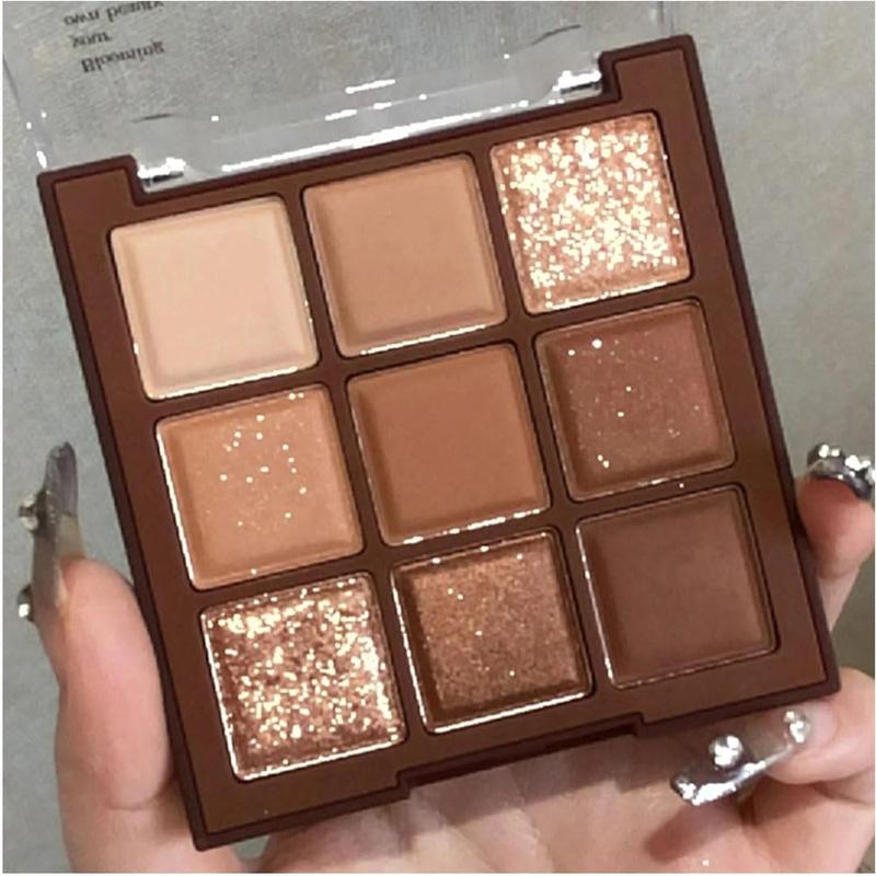 Rose Gold Dark Brown Eyeshadow Palette - 9 Color Matte Shimmer Highly Pigmented Nude Palette for Natural-Looking Makeup - Cosmetic