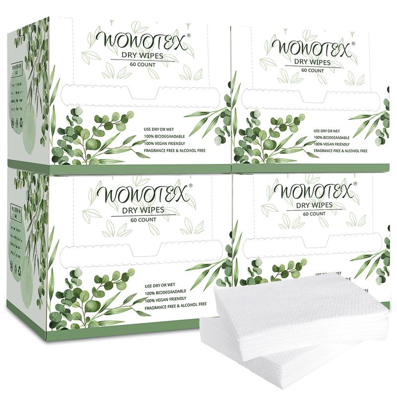 Disposable Face Towel Biodegradable Large Dry Face Wipes 120 Count 2 Box Extra Thick Soft Clean Facial Towels for Sensitive Skin, Makeup Removing, Facial Cleansing, Nursing, Travel, 10