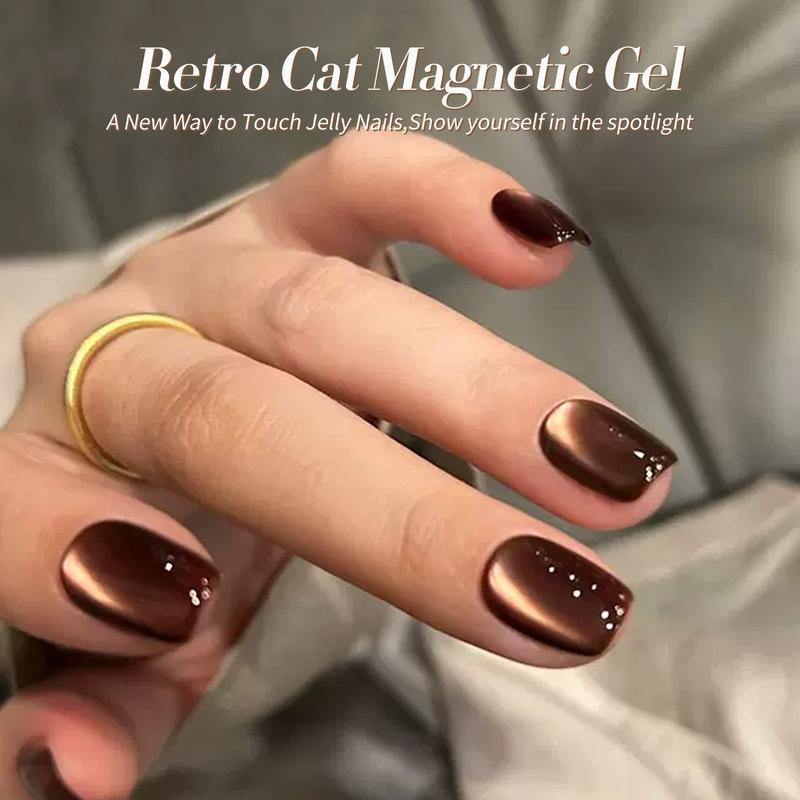 BORN PRETTY Cat Magnetic Eye Gel Nail Polish Fall Winter Retro Cat Magnetic Gel Pink Brown Blue Gray Green Magnetic Soak Off Nail Art Salon Manicure Home Christmas Gift 6PCS Nail Care