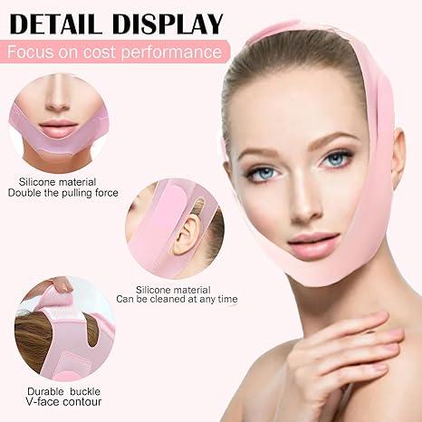 Soft Silicone Chin Strap for，V-Line Mask Chin Up Mask V Shaped Face Mask Chin strap for sleeping, Jaw Exerciser，chin wrap,Pink