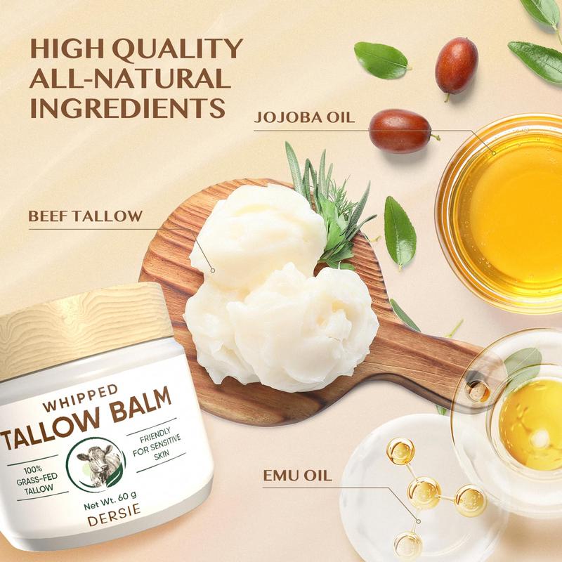 Whipped Beef Tallow Balm for Skin: Tallow Face Moisturizer with Australia Emu Oil, Blue Cypress, Sandalwood Oil - Tallow Balm for Eczema Relief