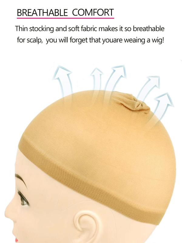 5pcs Skin Friendly Wig Cap, Elastic Breathable Invisible Wig Cap, Perfect For Professional Use