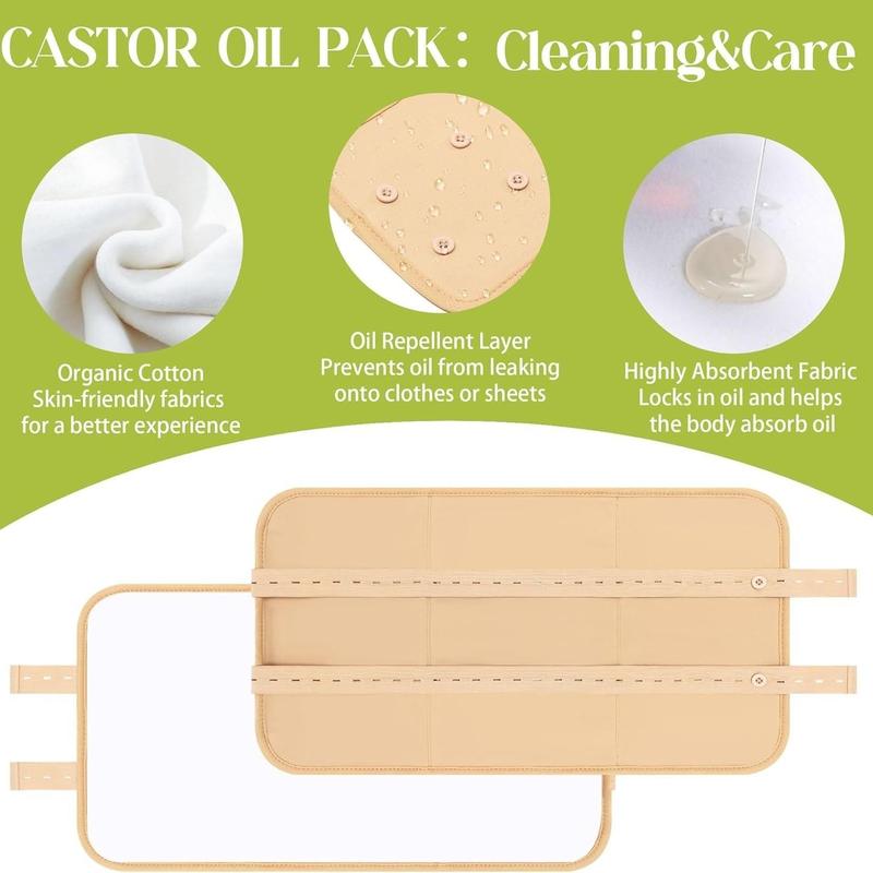 Reusable Castor Oil Pack Wraps, 8 Counts set Organic Castor Oil Packs With Adjustable Elastic Strap, Soft Oil Packs For Neck, Waist, Chest, Arm, Legs, Body Care Auxiliary Tools For Women