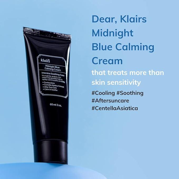 [DearKlairs] Midnight Blue Calming Cream, Soothing, Redness Relief Moisturizer, Hydrating, Fast Absorbing, Light Texture for Easy Use, Sensitive Skin Friendly