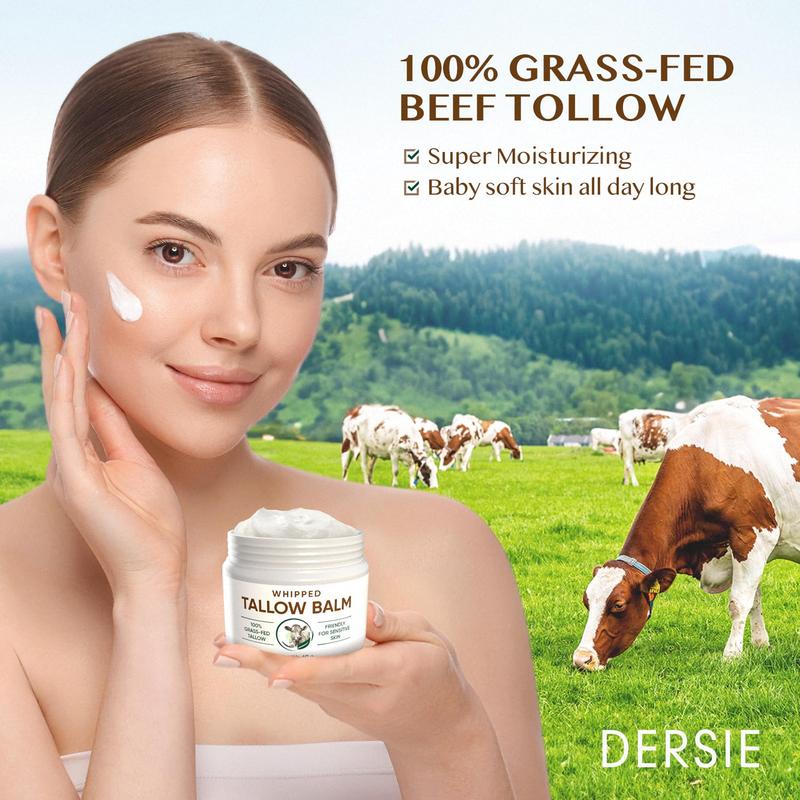 Whipped Beef Tallow Balm for Skin: Tallow Face Moisturizer with Australia Emu Oil, Blue Cypress, Sandalwood Oil - Tallow Balm for Eczema Relief