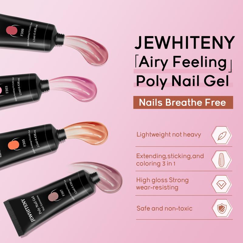 JEWHITENY Poly Extension Gel for Nail, 28 Colors Poly Gel Nail Kit With Nail Lamp Slip Solution Builder Nail Gel Trendy Nail Art Design Nail Extension Gel All In One Nail Kit Easy DIY at Home led  nail