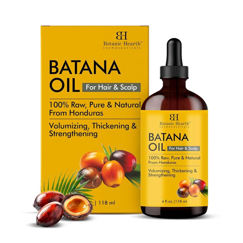 Botanic Hearth Raw Batana Oil for Hair Growth | 100% Pure & Unrefined Oil from Honduras | For Thicker, Stronger Hair - 4 FL OZ