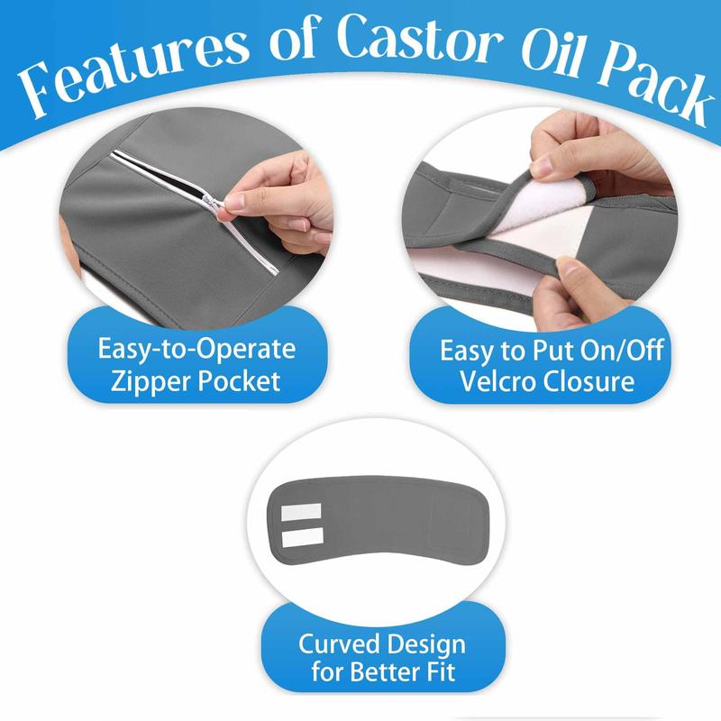 Reusable Castor Oil Pack Wraps, 8 Counts set Organic Castor Oil Packs With Adjustable Elastic Strap, Soft Oil Packs For Neck, Waist, Chest, Arm, Legs, Body Care Auxiliary Tools For Women