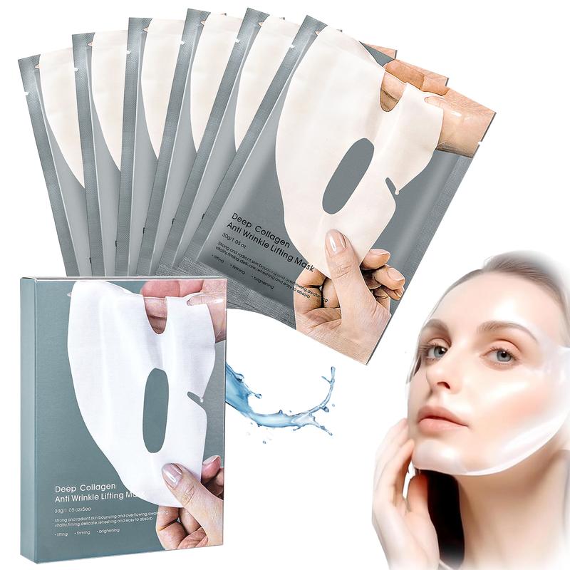 Value Pack, Deep Collagen Power Boosting Mask,Moisturizing,Wash Free Collagen Films Lifting Mask for FaceNot easy to fall-5pcs box