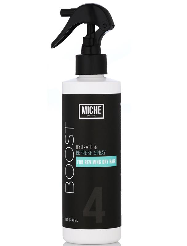 BOOST Hydrate & Refresh Spray 8 fl oz | Refresher for Daily Curls | Hydrating Hair Moisturizer | Refreshes Frizzy Hairstyles - MICHE Beauty