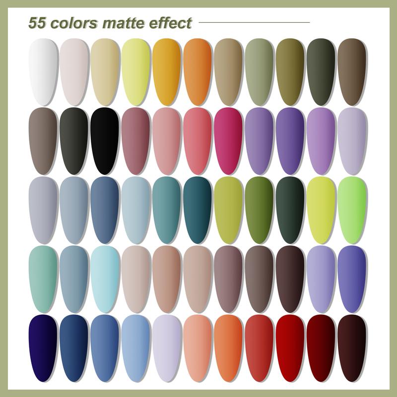 JODSONE 60 PCS Gel Nail Polish Kit with U V Light 55 Colors No Wipe Beautiful Colors Nail Gel Polish Base Top Coat Manicure Gifts for Salon and at Home