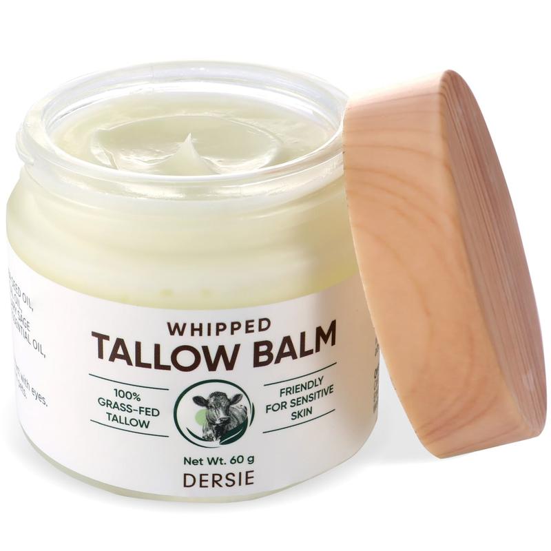 Whipped Beef Tallow Balm for Skin: Tallow Face Moisturizer with Australia Emu Oil, Blue Cypress, Sandalwood Oil - Tallow Balm for Eczema Relief