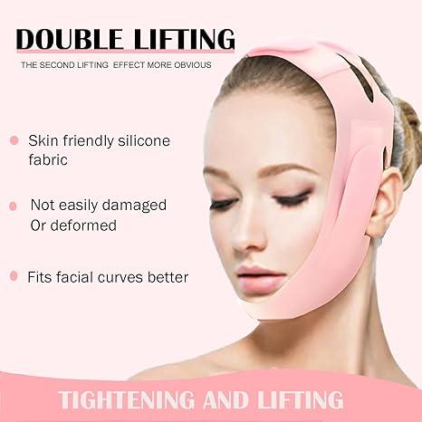 Soft Silicone Chin Strap for，V-Line Mask Chin Up Mask V Shaped Face Mask Chin strap for sleeping, Jaw Exerciser，chin wrap,Pink