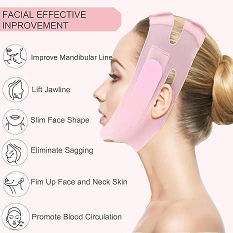 Soft Silicone Chin Strap for，V-Line Mask Chin Up Mask V Shaped Face Mask Chin strap for sleeping, Jaw Exerciser，chin wrap,Pink