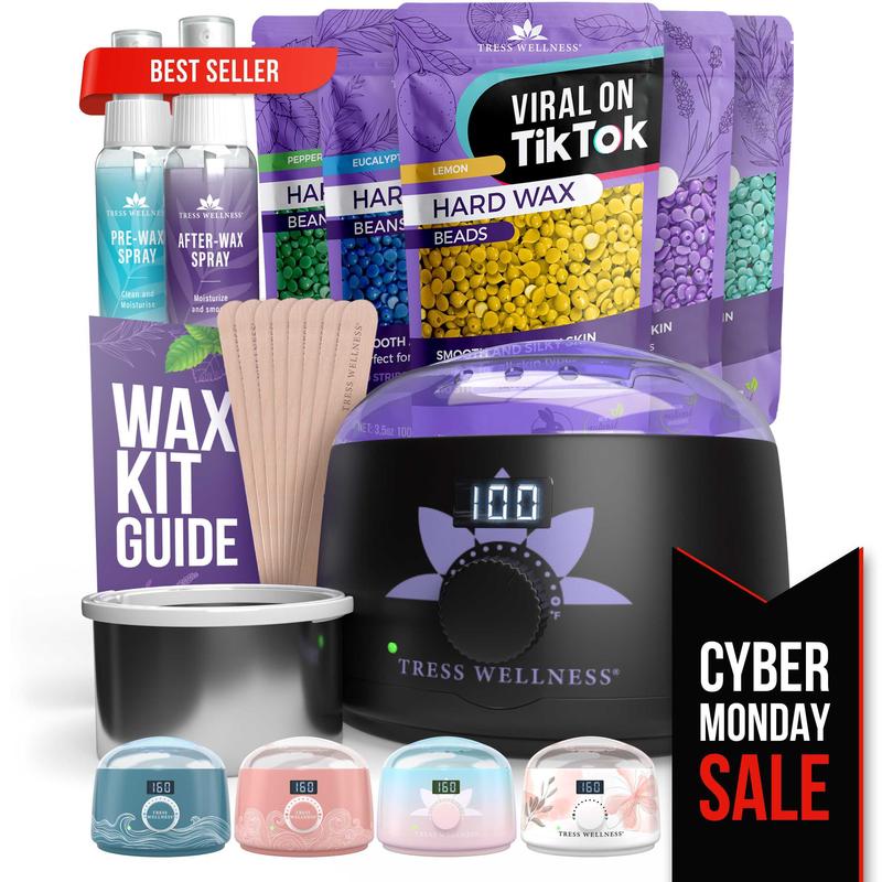 Super Saver Wax Kit by Tress Wellness | Full Body Self Wax Hair Removal | Brazilian & Bikini Waxing | Gentle Wax for Sensitive Skin | Smooth Finish