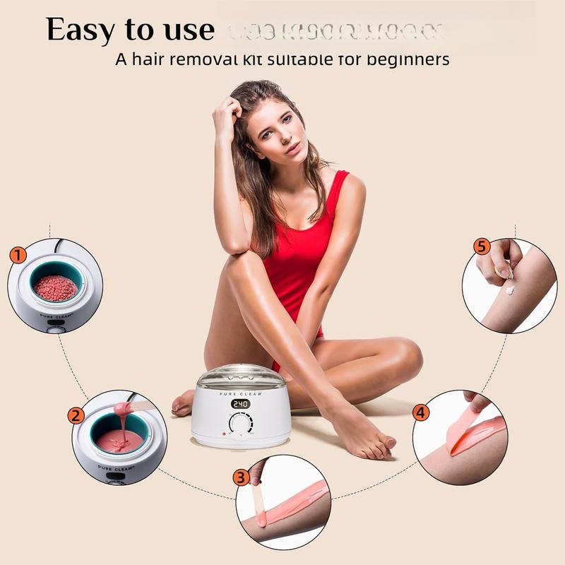 Waxing Kit for Women Men, Digital Hard Wax Kit for Hair Removal with 44 Wax Items for Home Waxing, Wax Warmer Kit for Full   Eyebrow Bikini Brazilian Waxing