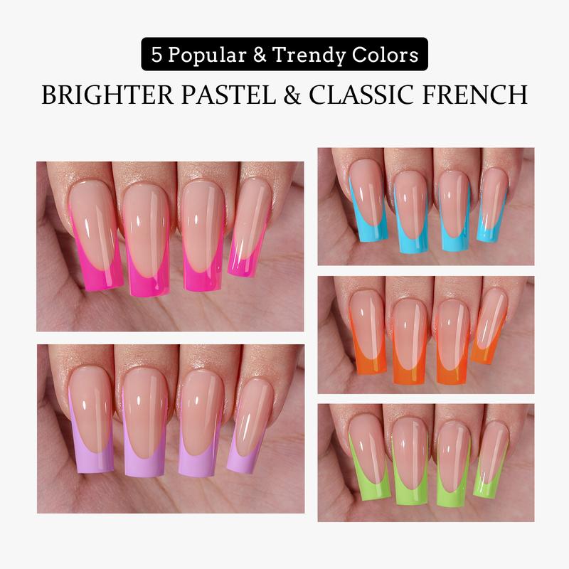 btartboxnails XCOATTIPS French Tip Press on Nails - Almond or Square Brighter pastel French Nails tips,46.99$ Long Fake Nails Kit with UV Glue, Nails Lamp, All in One Soak Off Acrylic Fake Nail Extension