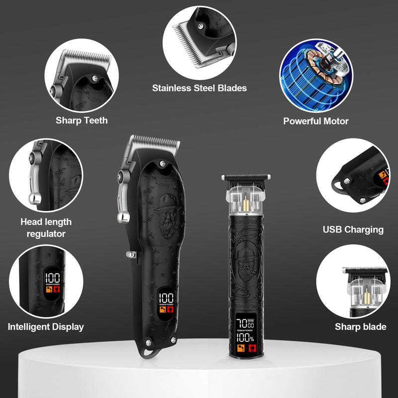 Electric Hair Clipper, 1 Set USB Rechargeable LCD Display Hair Trimmer & Accessories, Professional Hair Clippers Set for Men, Barber, Stylist, Barbershop, Salon