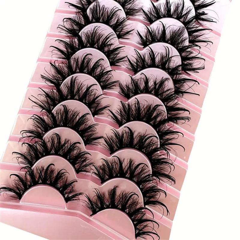 1 Box Long Full Strip Curly False Eyelashes, Fluffy Faux Cat Eye Lashes, Long Curly Fake Eye Lashes, Eye Makeup for Girls & Women