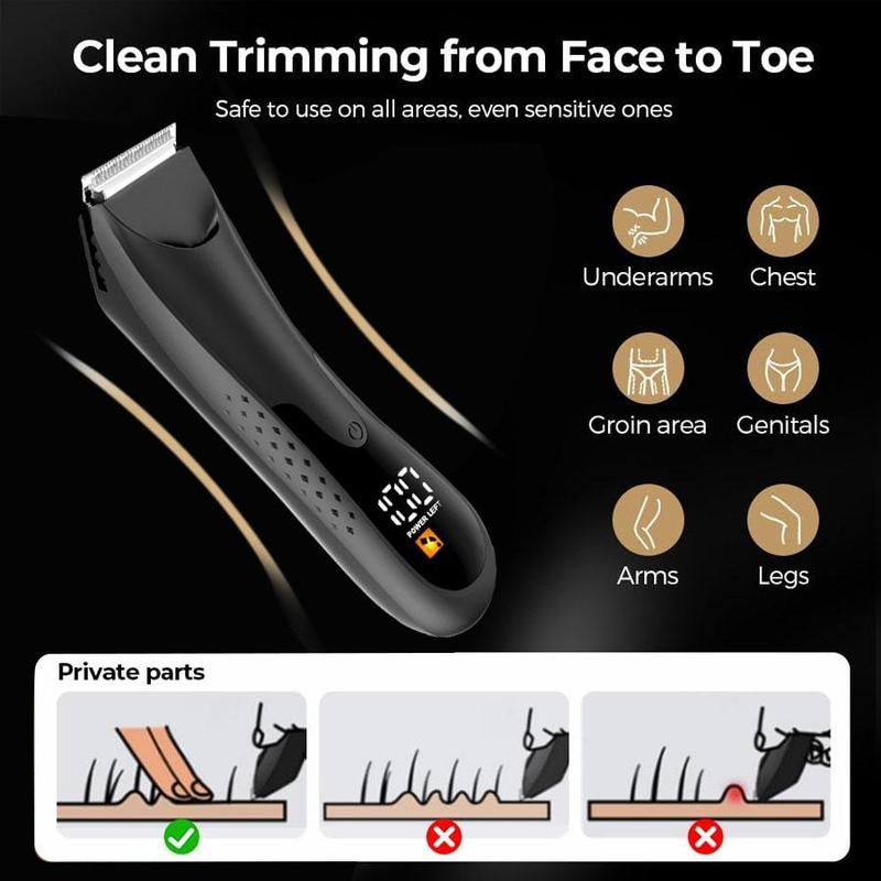 Body Trimmer for Men, 1 Box Cordless Comfort Lightweight Body Trimmer & Accessories, Rechargeable Safety Body Clippers for Wet and Dry Use, Christmas Gift