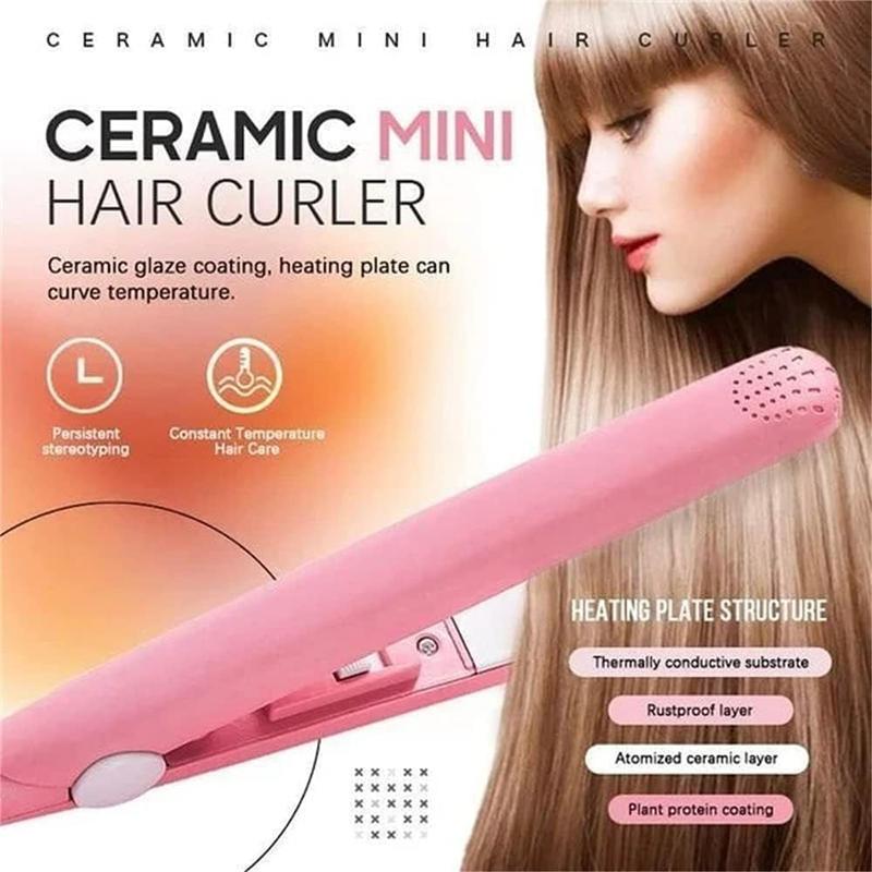 2024 New Purple Werdeny Mini Ceramic Hair Curler & Straightener, 2-in-1 Curling Iron with 1 2 Inch Barrel for Short and Fine Hair