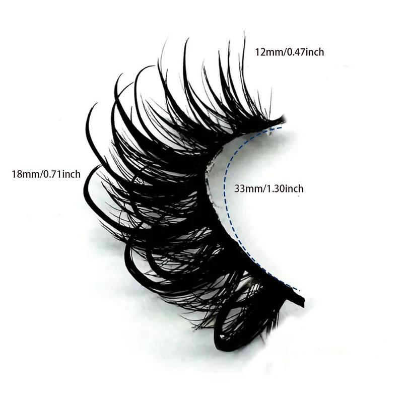 1 Box Long Full Strip Curly False Eyelashes, Fluffy Faux Cat Eye Lashes, Long Curly Fake Eye Lashes, Eye Makeup for Girls & Women