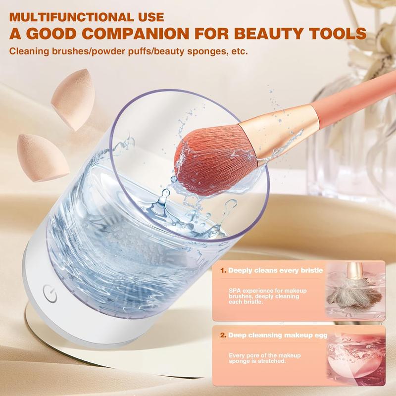 Makeup Brush Cleaner, Electric Quick Cleaning Makeup Brush Machine Suitable for Most Makeup Brush Sizes, 7000 Rpm Electric Automatic Brush Spinner with Makeup Brush, Cleaner Mat, Makeup Tools, Cosmetics, Christmas Gift