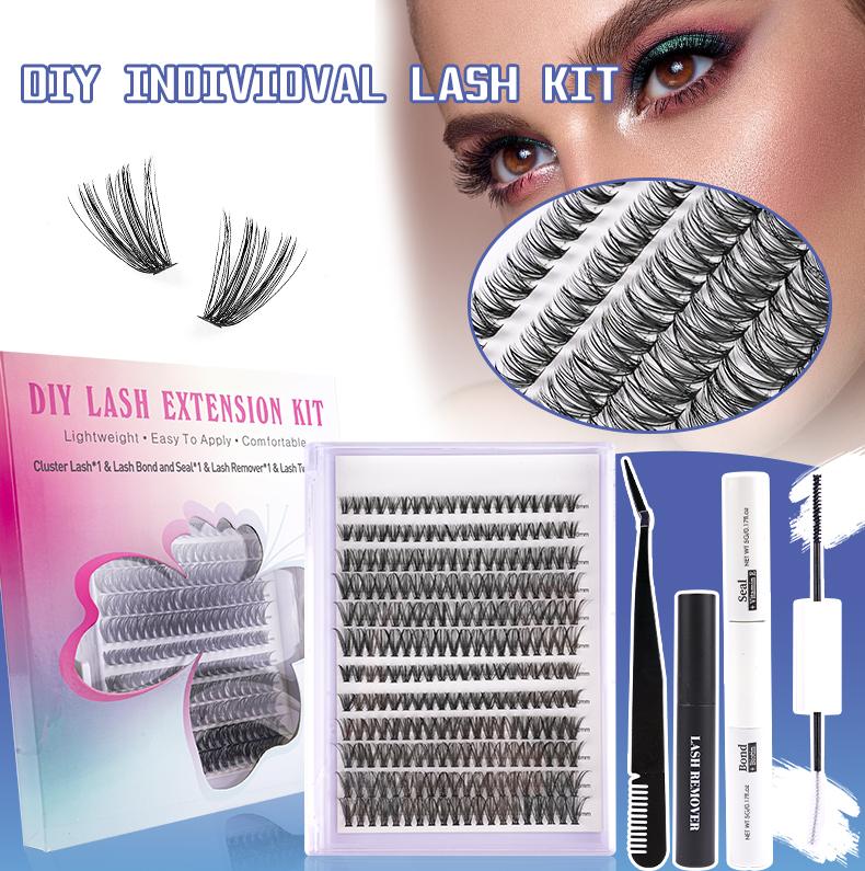 DIY Eyelash Extension Kit Individual Eyelash Extension Kit D Curl Cluster Eyelashes Individual Eyelashes with Eyelash Adhesive and Sealant, Eyelash Applicator Tool DIY Eyelash Extensions at Home, Eyelash Extensions, Cosmetics, Gifts Makeup Salon