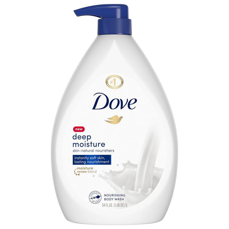 Dove Deep Moisture Body Wash Pump, 34 oz - Sulfate Free & pH Balanced Formula Body Care Cleanser Hydrating Moisturizing