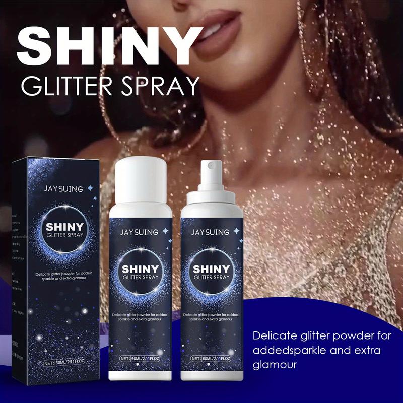 A bottle of shiny spray, silver glitter hairspray, silver holographic highlight powder spray, suitable for party performances to brighten makeup