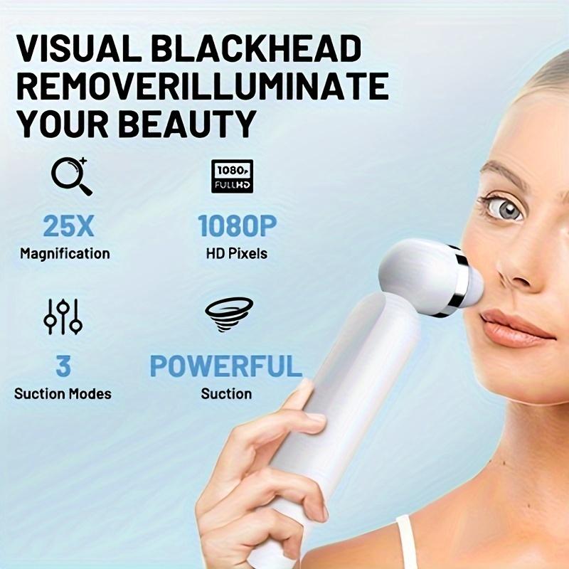 3 Adjustment Modes Blackhead Remover Vacuum, USB Interface Type Pore Vacuum with Camera, 3 Suction Heads for Men and Women Pore Cleaner