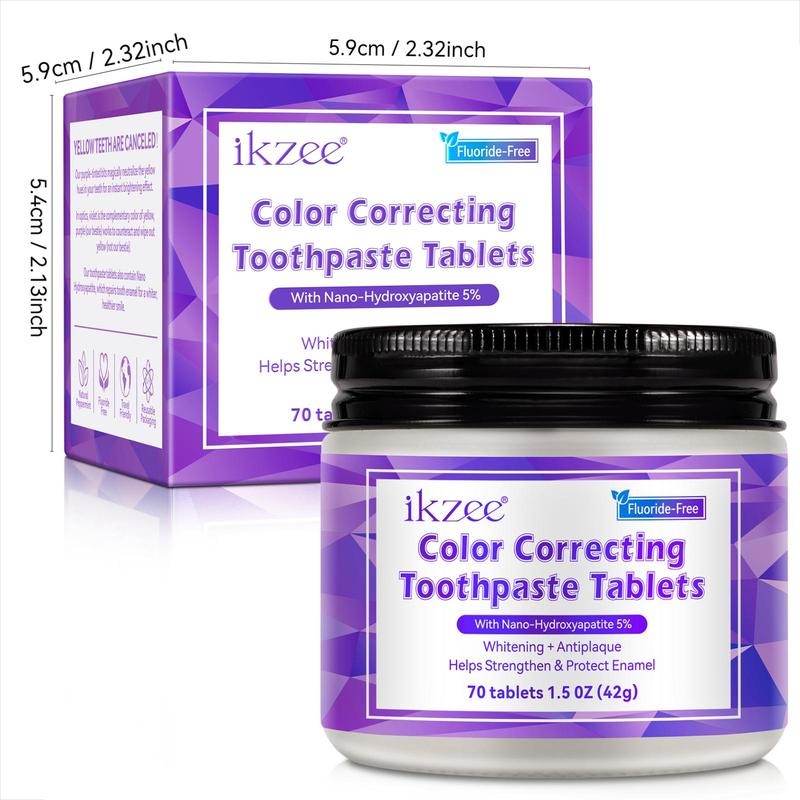 Color Correcting Toothpaste Tablets, 2 Counts set Grape Flavor Toothpaste Chewable Tablets, Easy To Carry and Use, Toothpaste for Adults