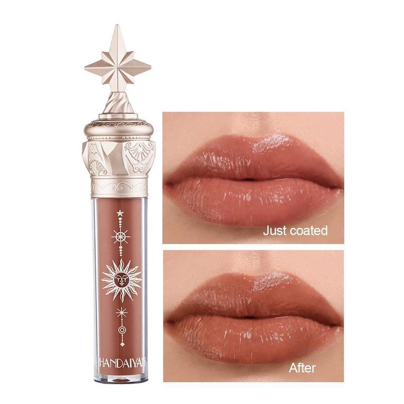 Moisturizing Lip Glaze for Music Festival Makeup, Long Lasting Lip Gloss, Long-lasting Mirror Glossy Lip Glaze Lipstick, Star Design Hydrating Liquid Lipstick