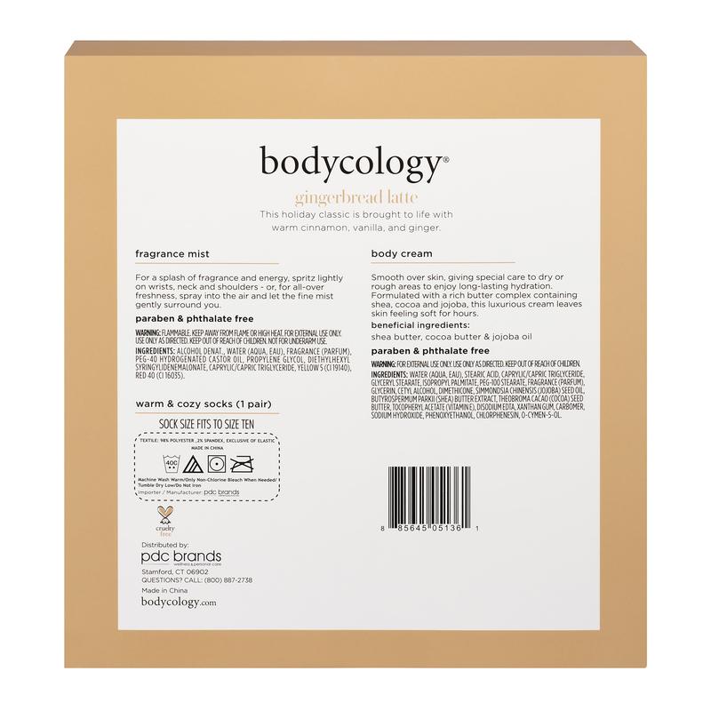 Bodycology Gingerbread Latte Warm and Cozy Sock Set, 3 Pieces