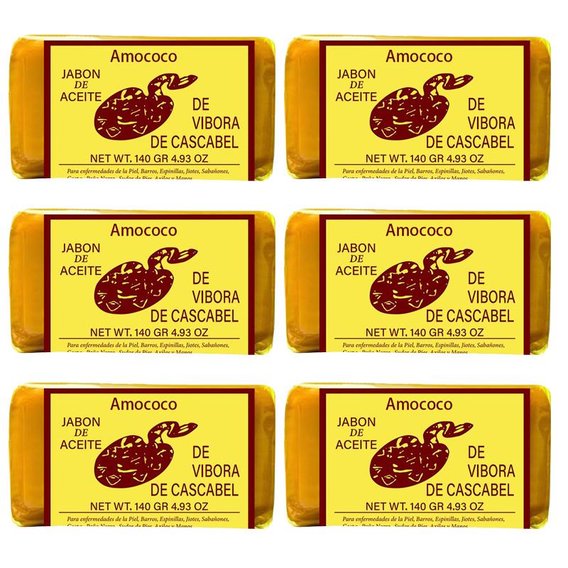 (6 pcs) Jabon de aceite de vibora decascabel (140g) jabon para la cara ytodo el cuerpo- Ayuda a eliminar elacne y paño Rattlesnake soap